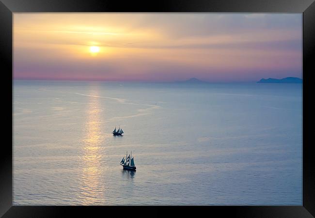 santorini sunset Framed Print by stephen mc nally