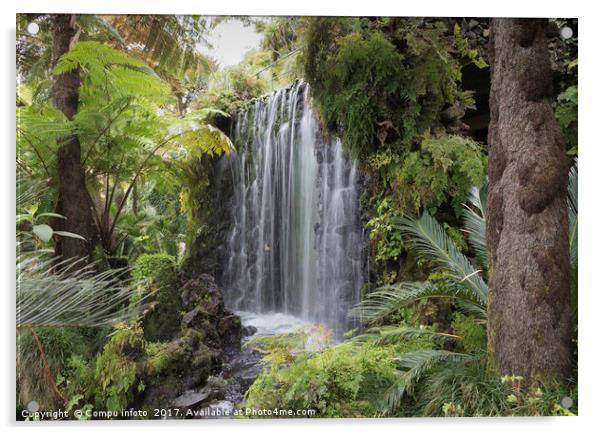 waterfall on madeira island  Acrylic by Chris Willemsen