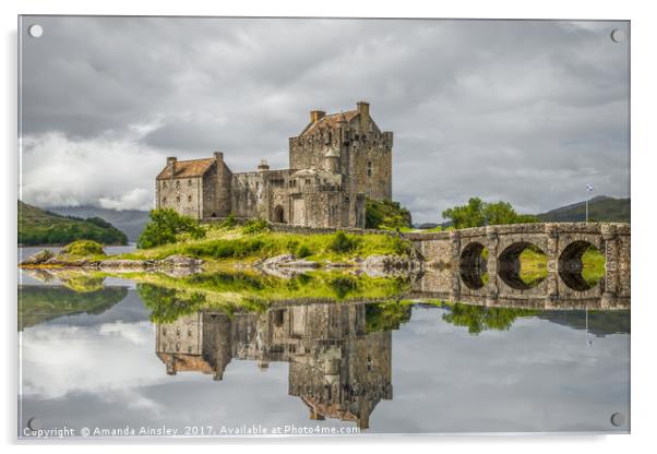 Reflections of Eilean Donan Castle Acrylic by AMANDA AINSLEY