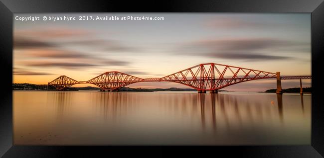 The Bridge at Sunset Panorama Framed Print by bryan hynd