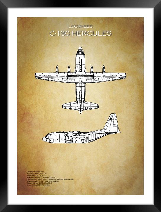 C130 Hercules Framed Mounted Print by J Biggadike
