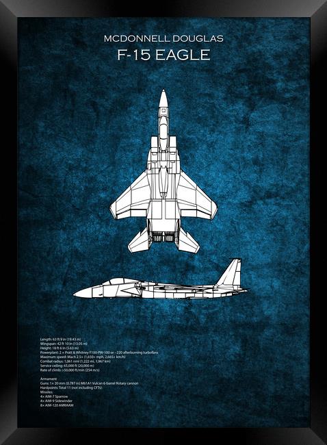 F-15 Eagle Blueprint Framed Print by J Biggadike