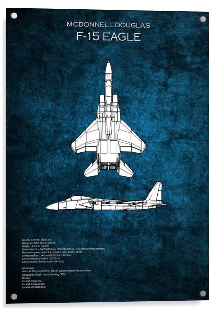 F-15 Eagle Blueprint Acrylic by J Biggadike
