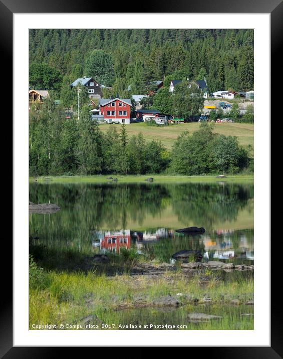 norway houses at the fjord Framed Mounted Print by Chris Willemsen