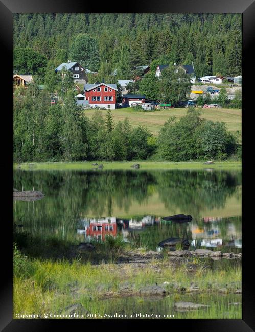 norway houses at the fjord Framed Print by Chris Willemsen