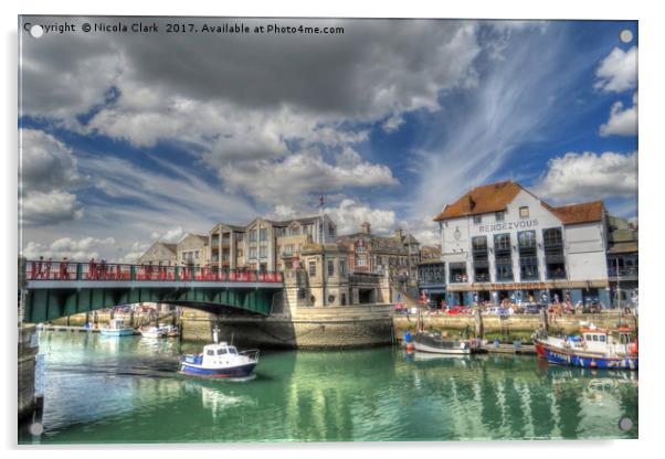Weymouth Town Bridge Acrylic by Nicola Clark