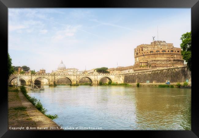 St Peter's Basilica and Castel Sant Angelo Rome Framed Print by Ann Garrett