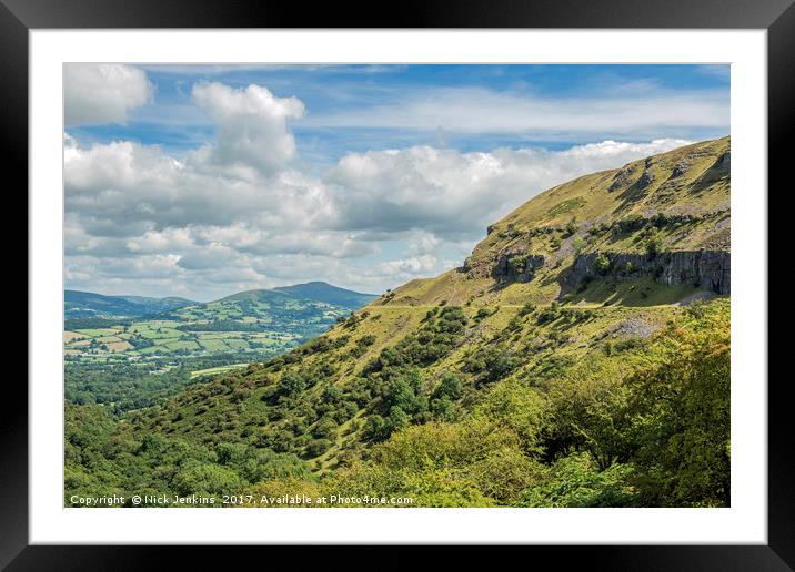 Llangattock Escarpment and Sugarloaf Brecon Beacon Framed Mounted Print by Nick Jenkins