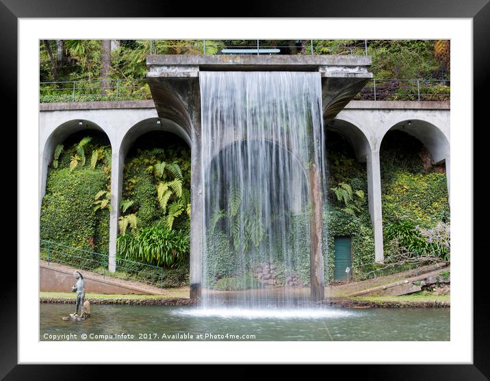 waterfall in tripcal garden Monte Madeira Framed Mounted Print by Chris Willemsen