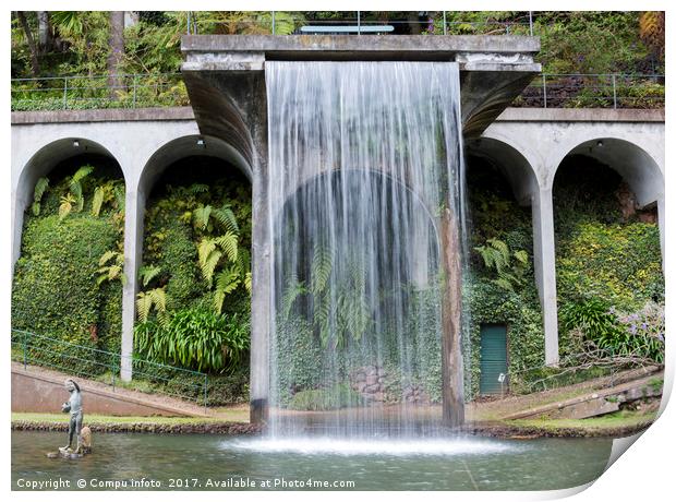 waterfall in tripcal garden Monte Madeira Print by Chris Willemsen