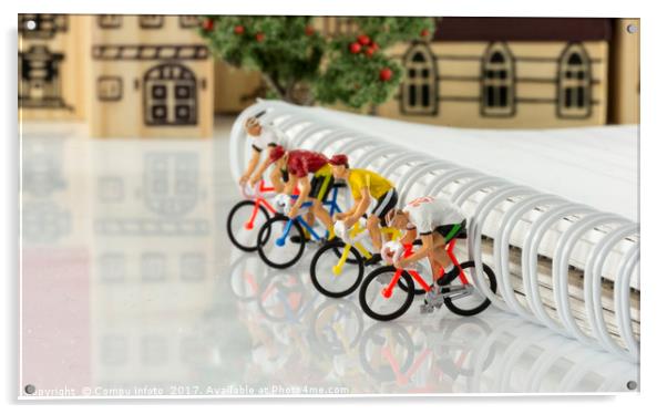 mini puppets cycling game Acrylic by Chris Willemsen