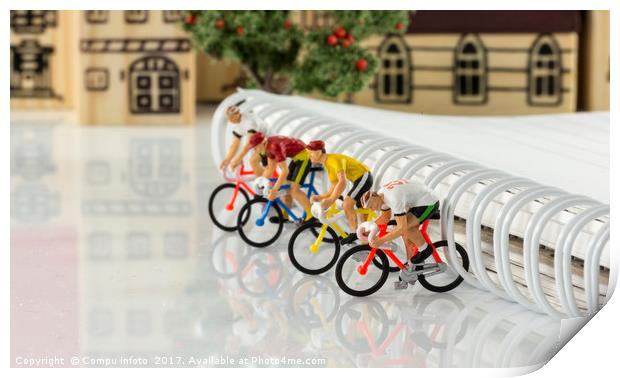 mini puppets cycling game Print by Chris Willemsen