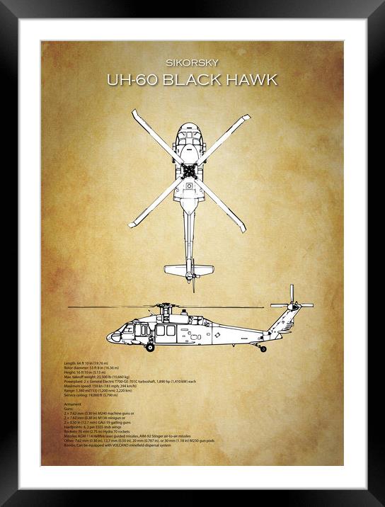 UH-60 Black Hawk Framed Mounted Print by J Biggadike