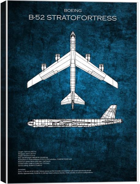 B-52 Stratofortress Blueprint Canvas Print by J Biggadike