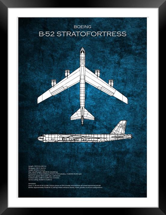 B-52 Stratofortress Blueprint Framed Mounted Print by J Biggadike