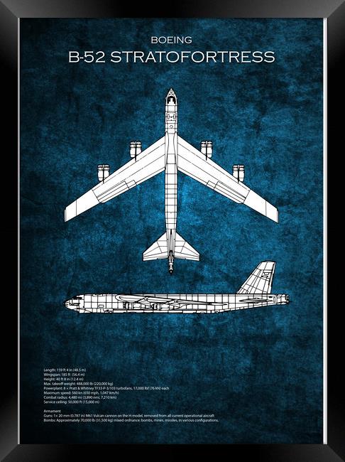 B-52 Stratofortress Blueprint Framed Print by J Biggadike