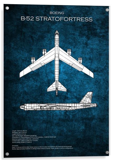 B-52 Stratofortress Blueprint Acrylic by J Biggadike