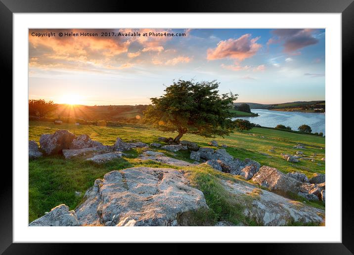Sunset over Siblyback Lake Framed Mounted Print by Helen Hotson