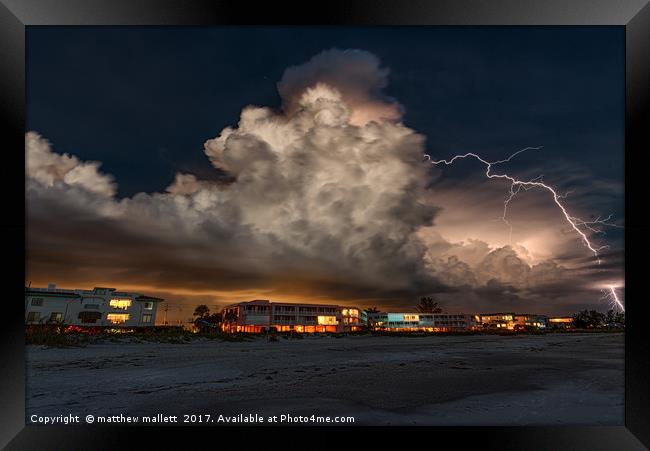 Lightning Strike Off Anna Maria Island Florida Framed Print by matthew  mallett