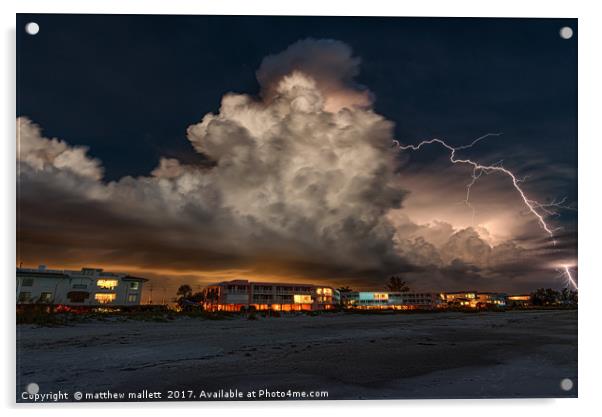 Lightning Strike Off Anna Maria Island Florida Acrylic by matthew  mallett