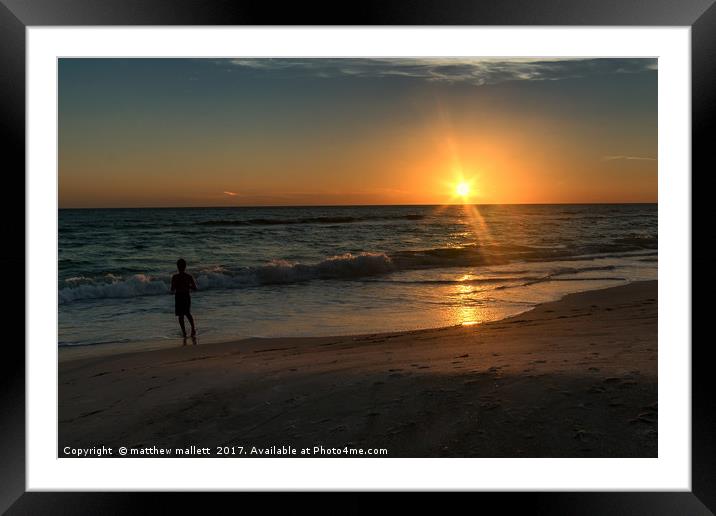 Sunset Off Bradenton Beach Florida Framed Mounted Print by matthew  mallett