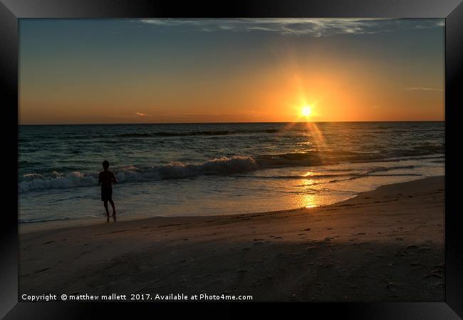 Sunset Off Bradenton Beach Florida Framed Print by matthew  mallett