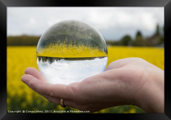 Round glass ball rapeseed field Framed Print by Chris Willemsen