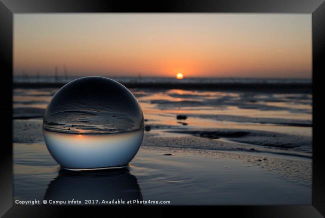 sunset in glass shpere Framed Print by Chris Willemsen