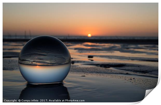 sunset in glass shpere Print by Chris Willemsen
