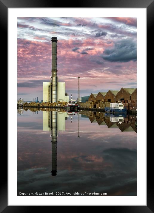 Shoreham Power Station Sunset Framed Mounted Print by Len Brook