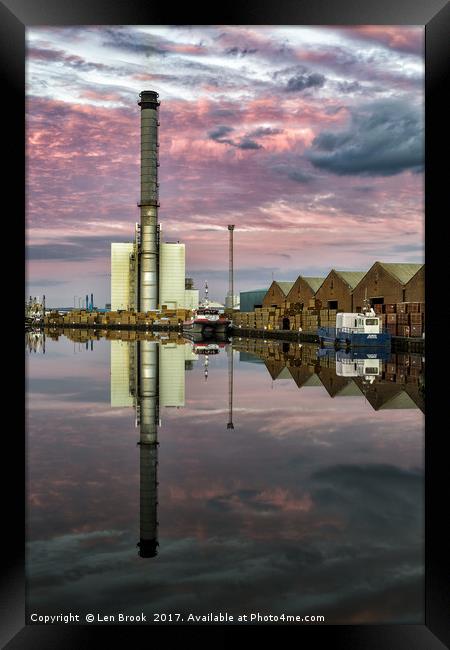 Shoreham Power Station Sunset Framed Print by Len Brook