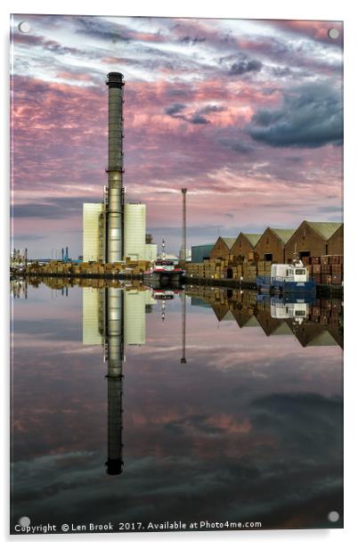 Shoreham Power Station Sunset Acrylic by Len Brook