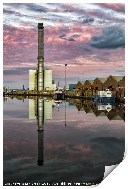 Shoreham Power Station Sunset Print by Len Brook