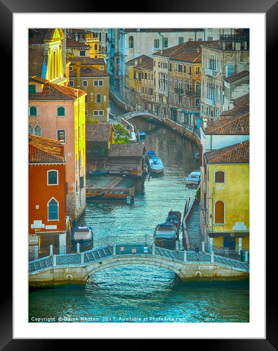 Canal in Venice Framed Mounted Print by Derek Whitton