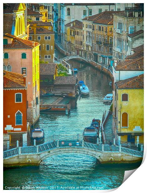 Canal in Venice Print by Derek Whitton