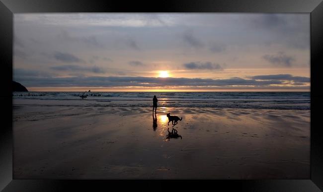 Perranporth Sunset Framed Print by Mike Lanning
