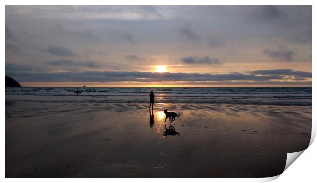 Perranporth Sunset Print by Mike Lanning