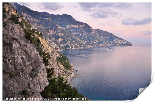 Beautiful sunset in Amalfi Coast.    Print by Monika Sakowska