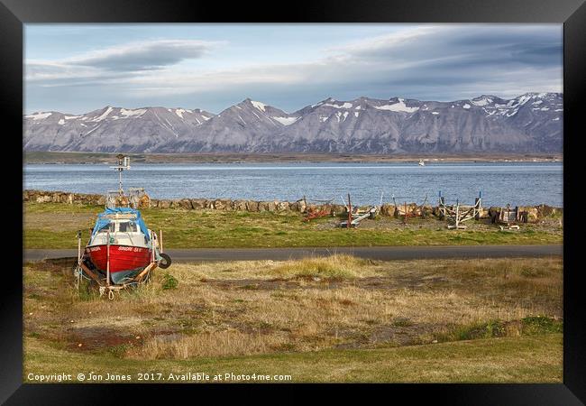 The Icelandic Boatyard in Northern Iceland  Framed Print by Jon Jones