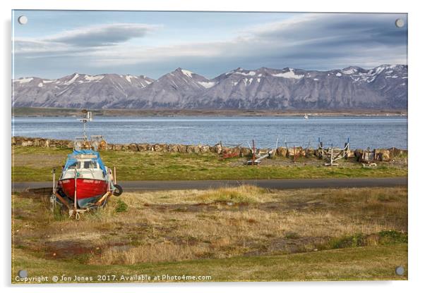 The Icelandic Boatyard in Northern Iceland  Acrylic by Jon Jones