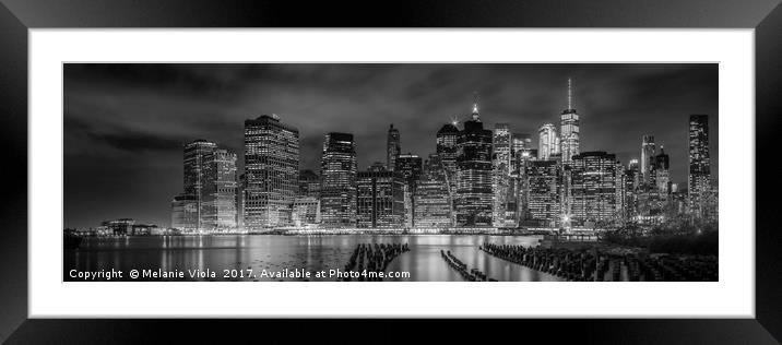 NEW YORK CITY Monochrome Night Impressions Framed Mounted Print by Melanie Viola