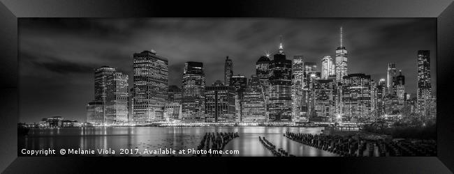 NEW YORK CITY Monochrome Night Impressions Framed Print by Melanie Viola