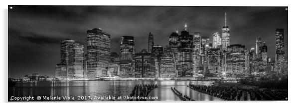 NEW YORK CITY Monochrome Night Impressions Acrylic by Melanie Viola