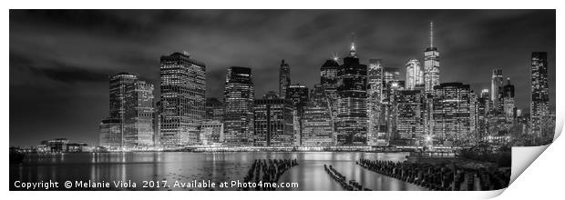 NEW YORK CITY Monochrome Night Impressions Print by Melanie Viola