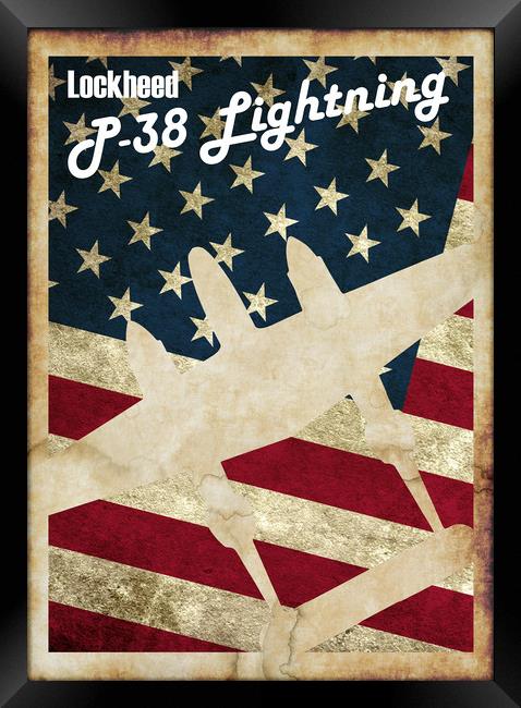 P38 Lightning Vintage Poster Framed Print by J Biggadike