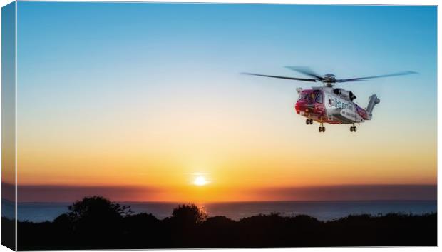 HM Coastguard Sikorsky S-92 helicopter hovering  Canvas Print by Gary Pearson