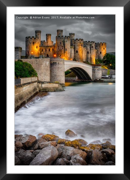 Conwy Castle At Night Framed Mounted Print by Adrian Evans