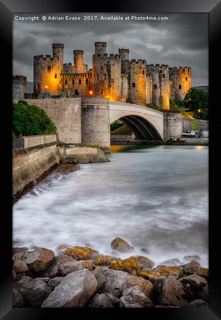 Conwy Castle At Night Framed Print by Adrian Evans
