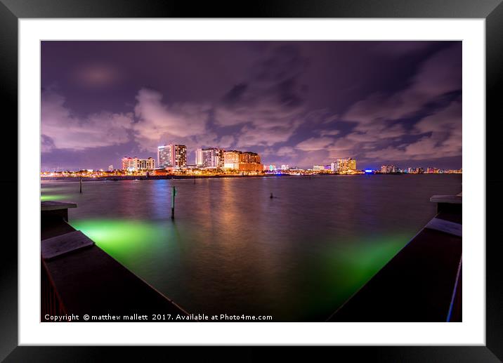 Clearwater Florida By Night Framed Mounted Print by matthew  mallett