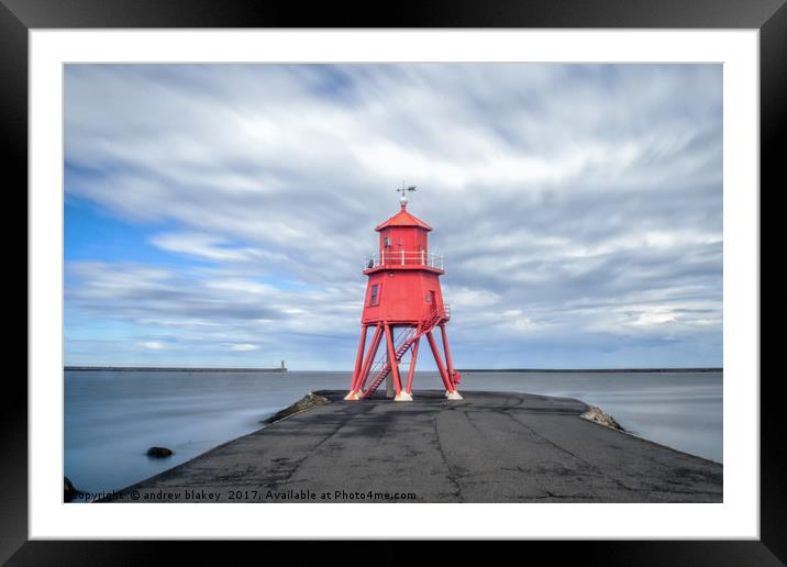 Majestic Clouds Hovering over the Groyne Framed Mounted Print by andrew blakey